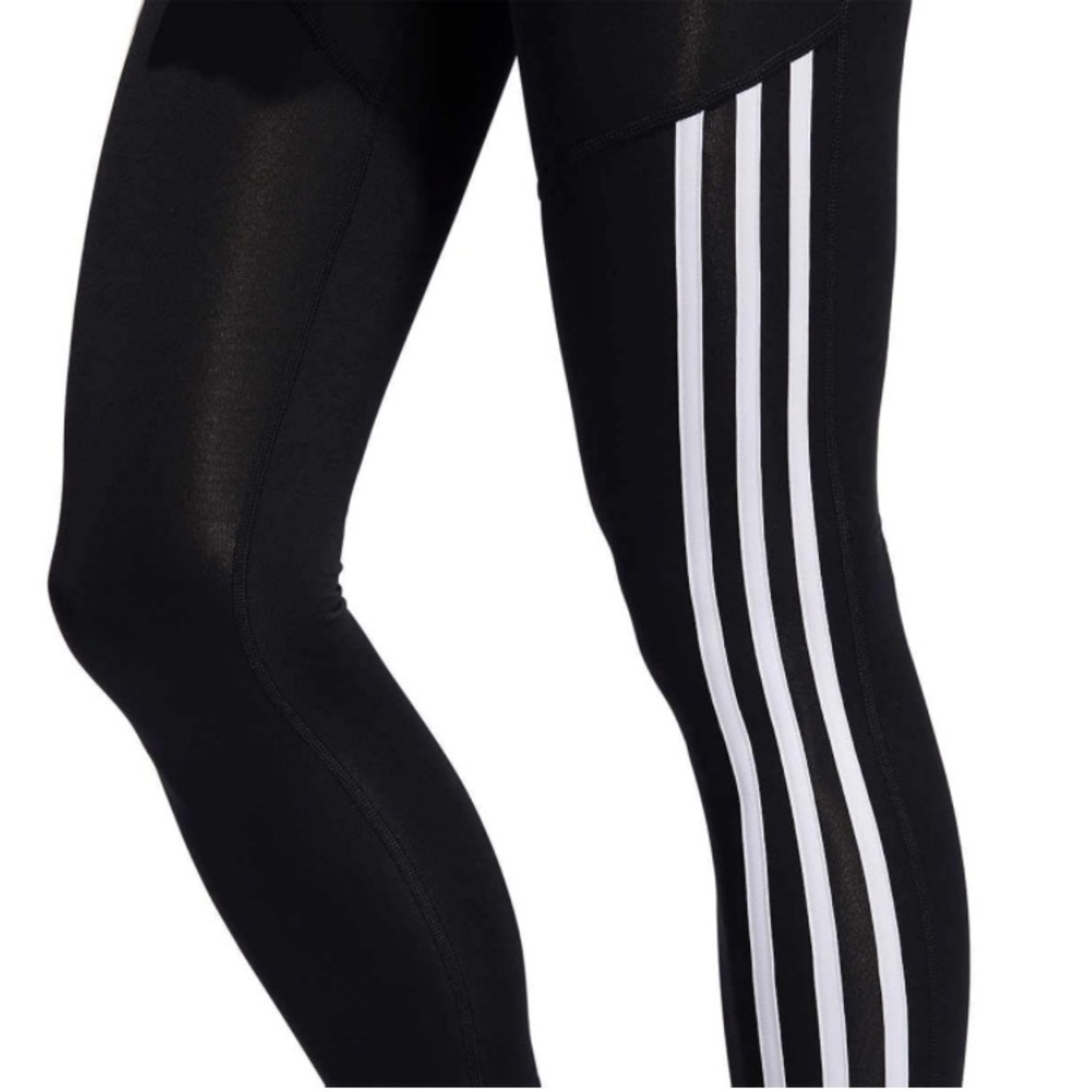 🆕 ADIDAS Woman’s Black Leggings with Triple White Stripes Size M - Picture 5 of 7